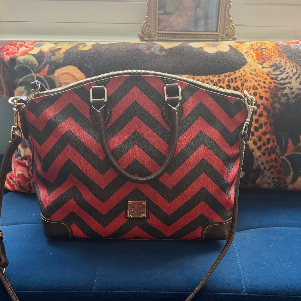 Dooney & Bourke Chevron Patterned Tote in Red and Black